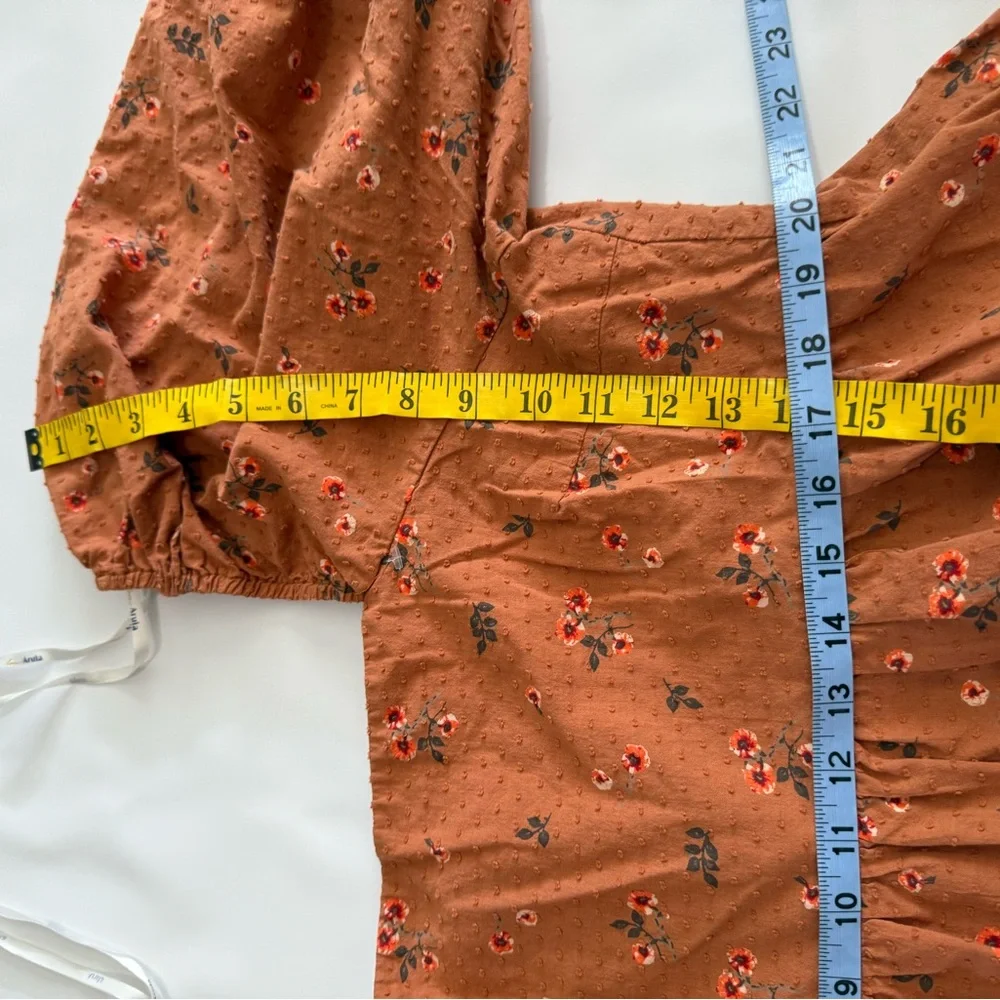 Arula tan with floral print Floral Puff Sleeve Dress in size large/xl - Picture 11 of 15